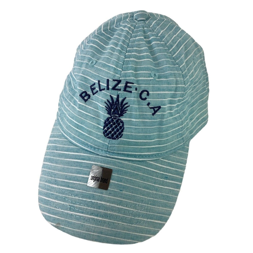 Lucky 7 USA Belize Central America Pineapple Strapback Hat Cap Teal/Aqua GUC